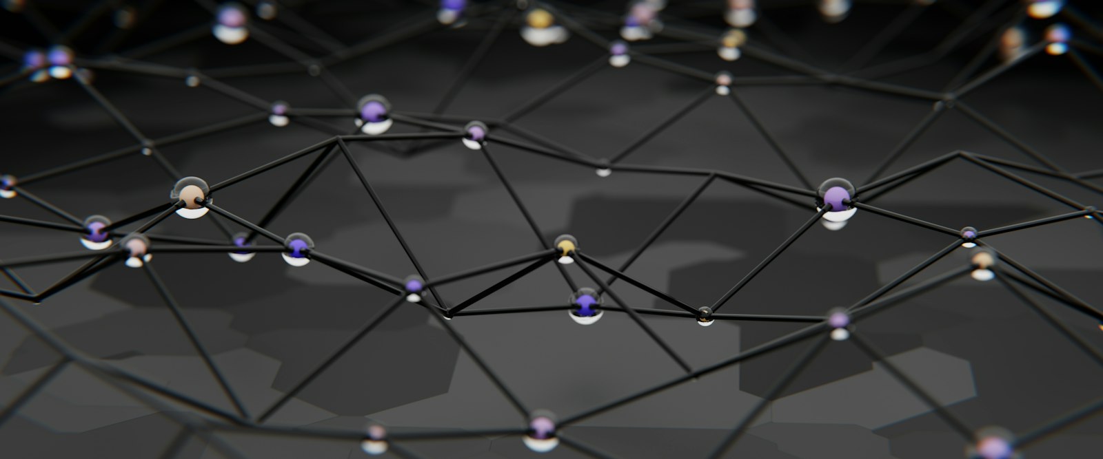 Abstract network of illuminated nodes representing venture capital connections